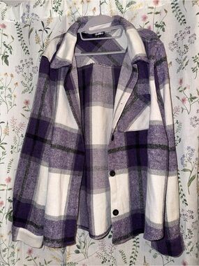 Women's Purple & White Plaid Blazer Jacket